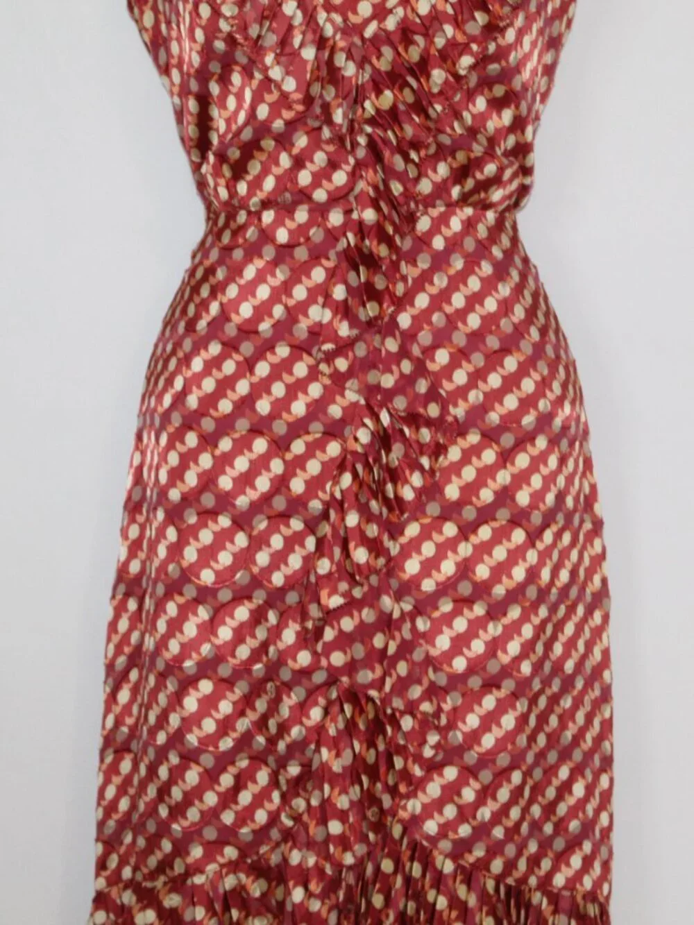 Tory Burch orange polka dot silk blend ruffle mini resort wear sleeveless